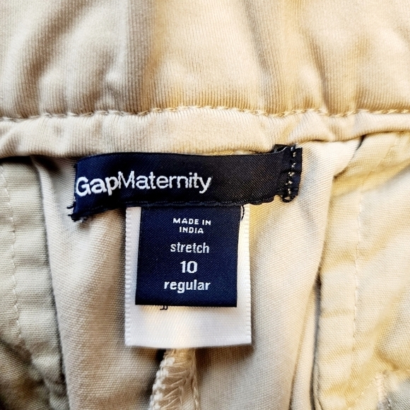 Gap Maternity Khaki Tan Pants Women's Size 10 Cropped Ankle Half Panel Belly EUC - Picture 6 of 9